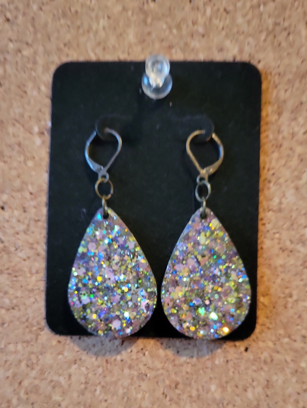 Dazzling Iridescent Teardrop Earrings - Lavender Sparkle